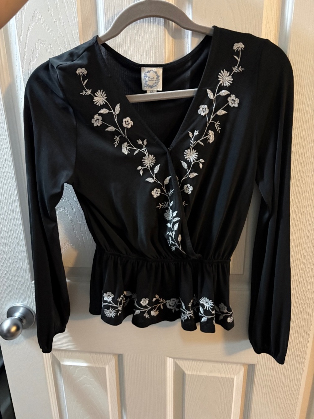Black with white floral shirt